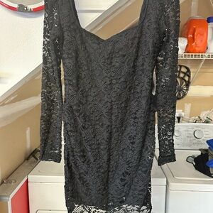 Urban Outfitters Black Lace Long Sleeve Dress